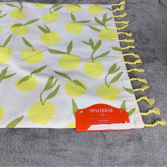 Opal House Lemons Set With Table Runner & 6 Matching NWT Placemats Tassels - Picture 3 of 16